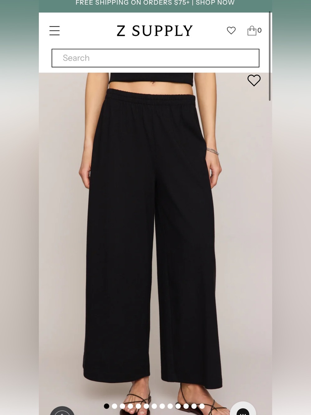 COTTON 
Z Supply Jersey scout Black Elastic-Waist Wide Leg Pants